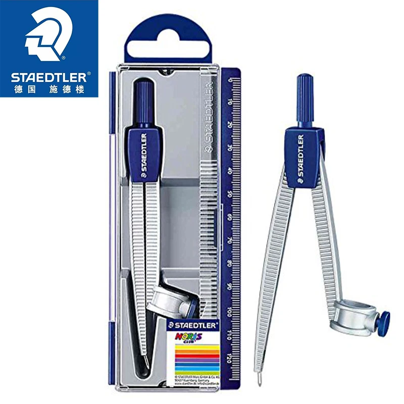 유니버설 어댑터가 포함된 STAEDTLER Noris Club 학교용 나침반, 무딘 모서리의 안전핀 포함, 길이 124mm, 최대. 직경 300mm