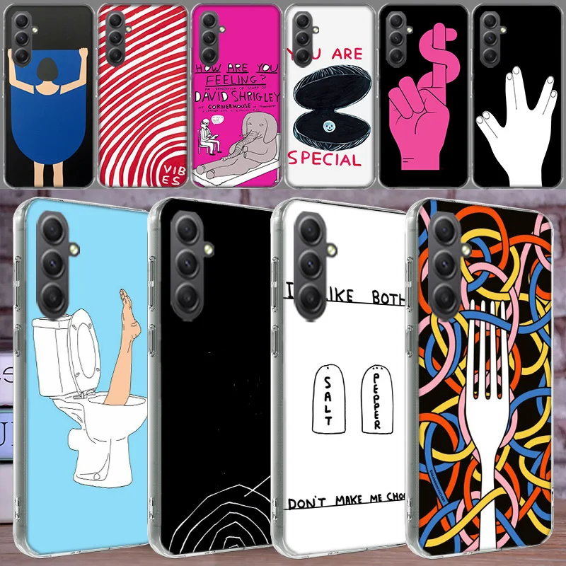 Abstract David Shrigley Cartoon Shell Phone Per Samsung Galaxy Note 20 Ultra 10 Lite Plus 9 8 A50 A30 A20 A03 A04 A02S A70 A40 A