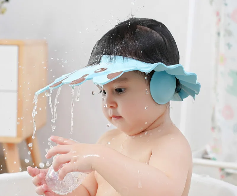 2x Kinder Kleinkind Baby Bad Mütze Dusche Shampoo Visier Waschen Hair 