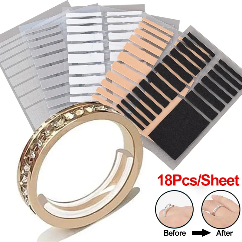 18pcs Invisible Inner Stick Ring Adjustment Pad for Big Ring Anti Lost Invisible Loose Ring Fixed Tightener Reducer Jewelry Tool