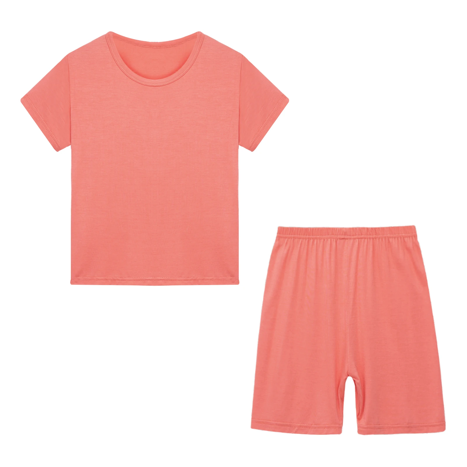 Boys Girls Casual Sport Suit Kids Soft Silky Badminton Tennis Outfit Sportswear Solid Color Short Sleeve T-shirts Top Shorts Set