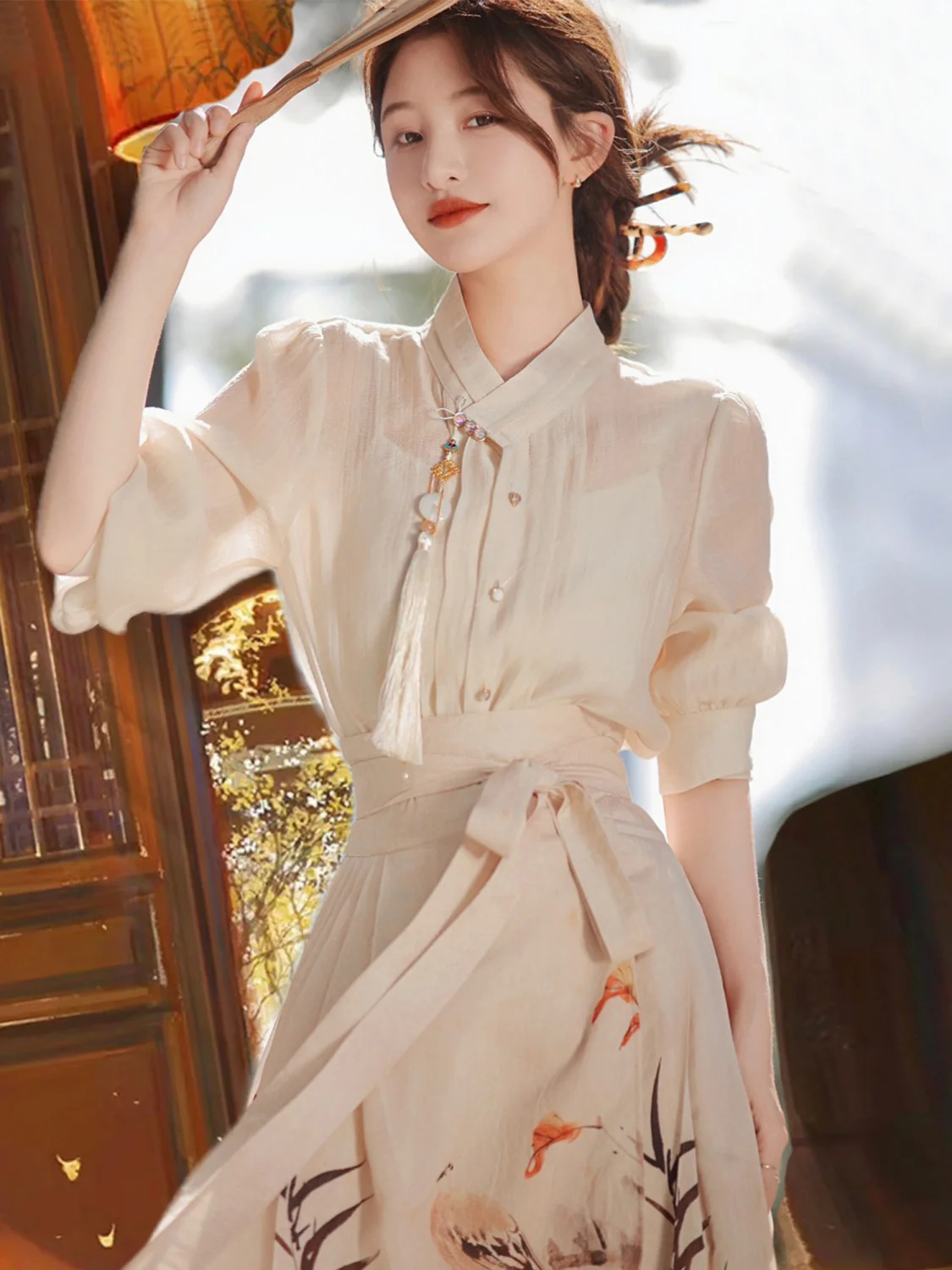 

Improved Traditional Chinese's Dress Hanfu Patchwork Skirt Set Elegant Sweet Artistic Retro Women's Qipao Dress Set