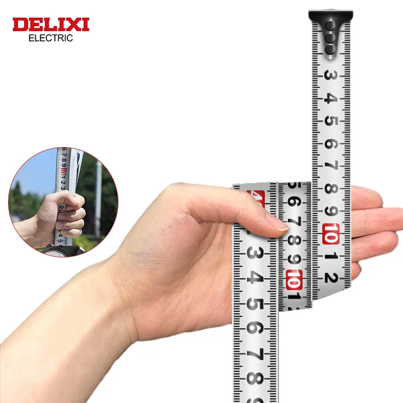DELIXI 전기 줄자, 두꺼운 ABS 하드 낙하 방지 쉘, 내구성 계량기 눈금자 내마모성 상자, 가정용 눈금자, 3M * 19mm