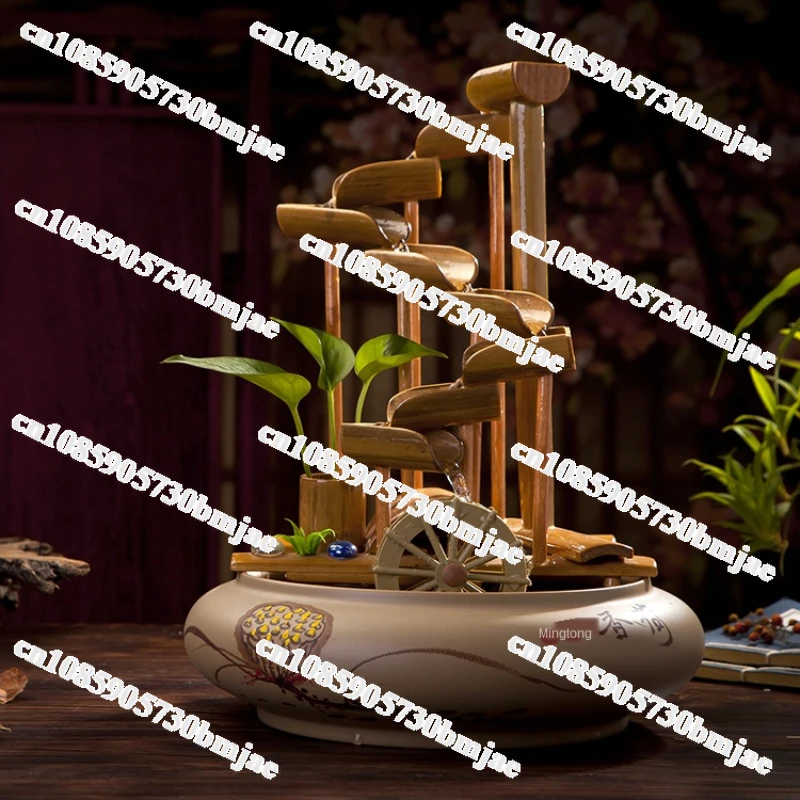 

Ceramic flowing water fountain decoration wind water wheel bamboo creative waterwheel fish tank decoration