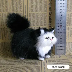 Enhanced Simulation Brown Fox Plush Toy - Adorable Furry Squatting Fox Ornament (Cat Black)
