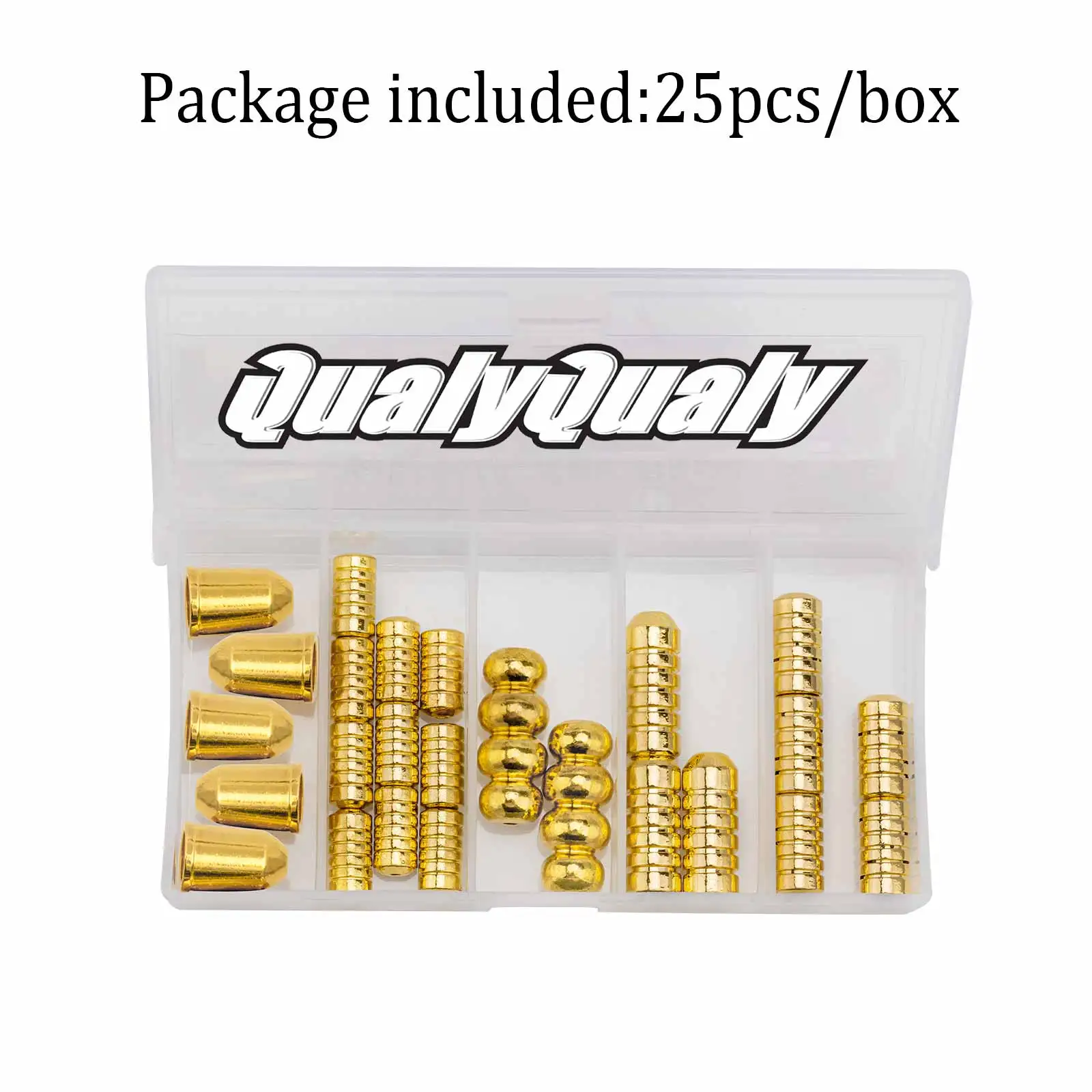 25pcs/set Fishing Bullet Weights Stainless Brass Slip Sinker For