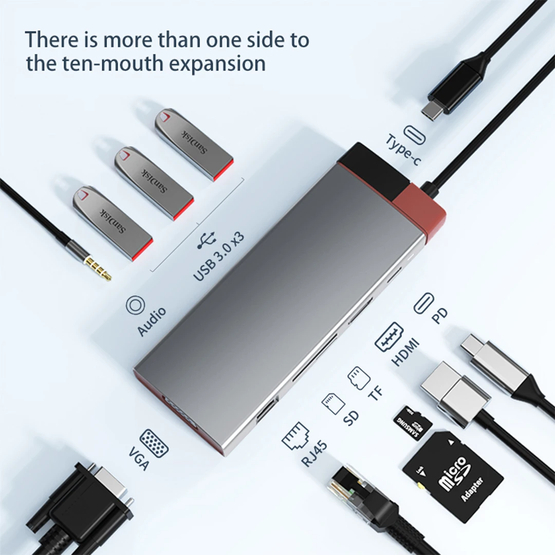 Hub Usb 3.0 Docking Station Usb 3.0 Splitter Diverse Porte Tipo C Extensor Usb Dock Concentratore 4K Hd Per Xiaomi Lenovo Macbook