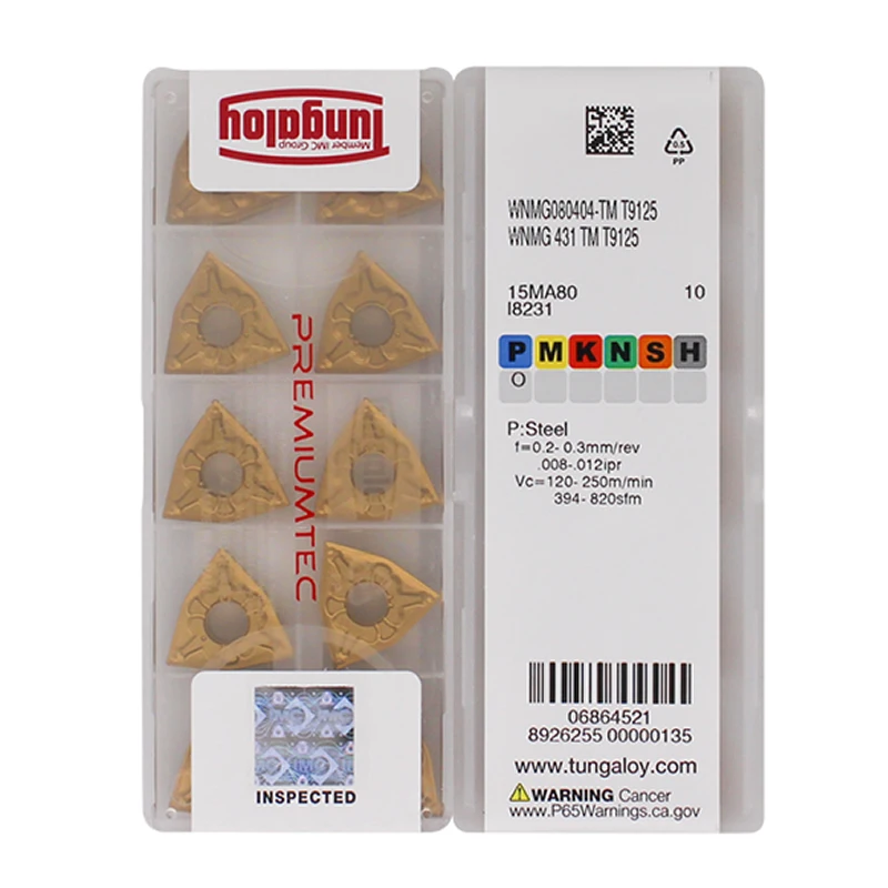 Tungaloy оригинальные WNMG WNMG080404 WNMG080408 WNMG080412 TM T9015 T9025 T9115 T9125 T9215 T9225 карбидные Токарные вставки с ЧПУ, 10 шт.