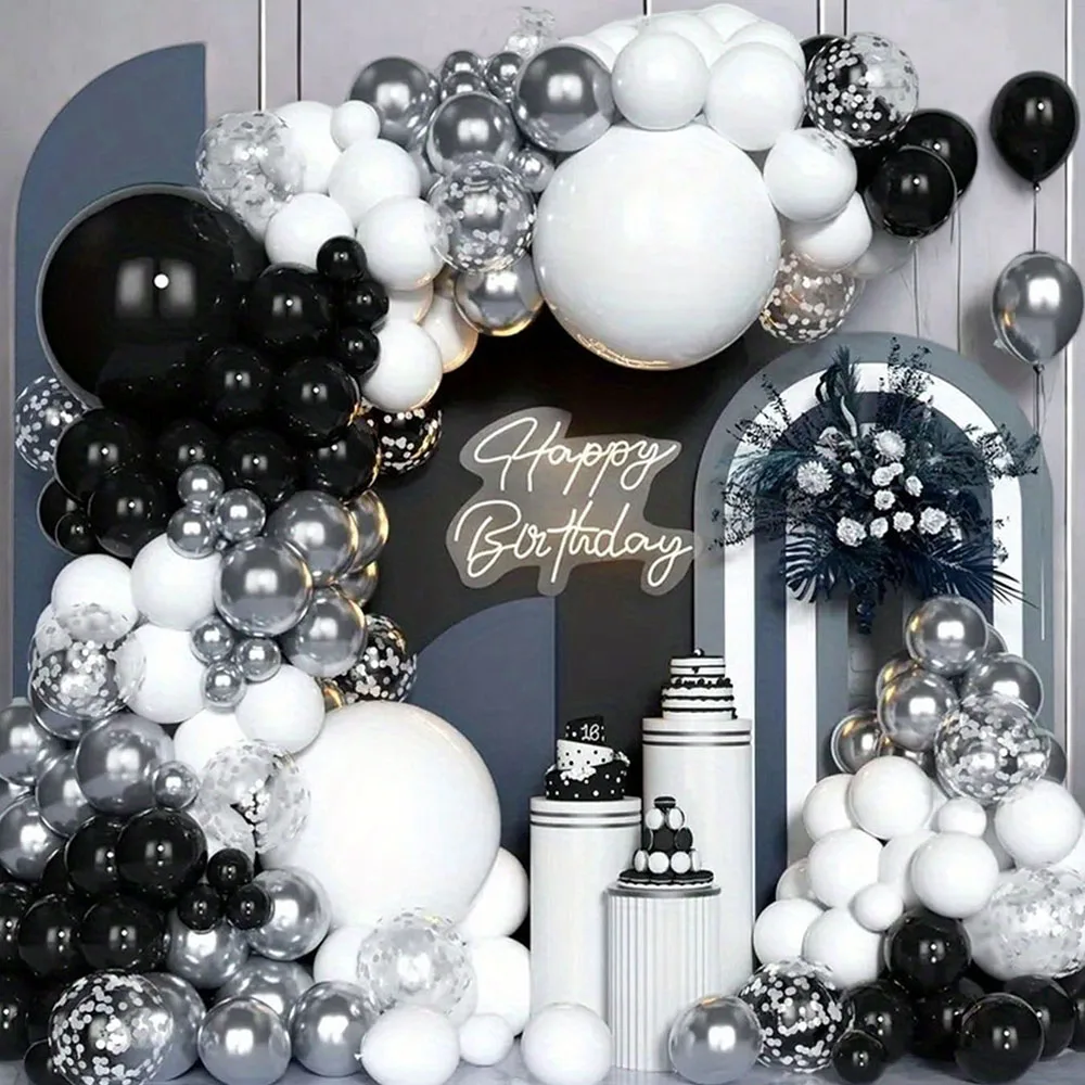 Birthday Balloons 40pcs Black And White Confetti For Graduation Ceremony Wedding Anniversary