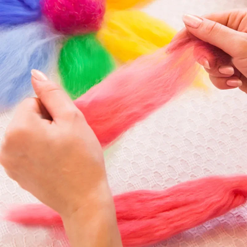 Mixed Color Felting Wool Fiber Needle Felting Natural Collection Animal Projects Wool DIY Craft 1PC 200g