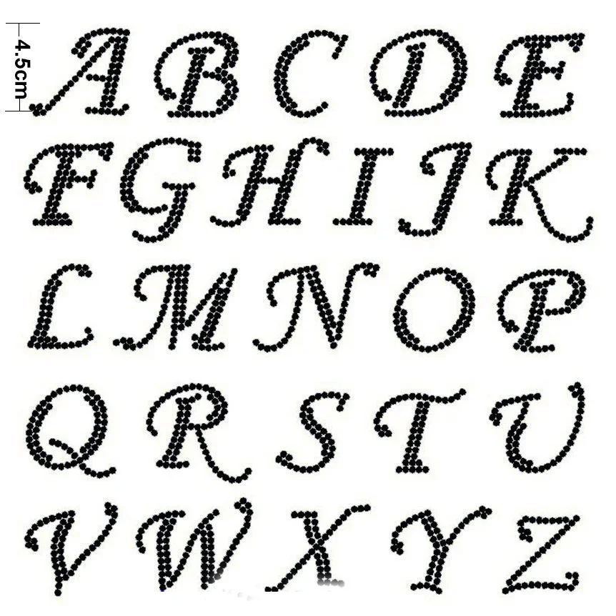 Alphabets アルファベットデザイン集 頭文字A-Zアルファベット1pcホットフィックスラインストーンdiy