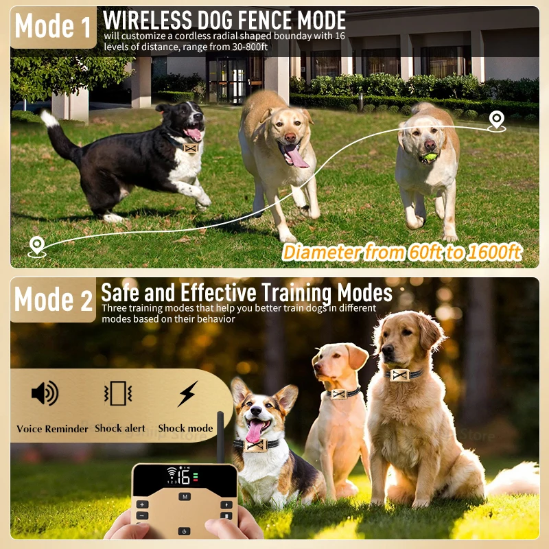 Training Collar For Dogs Wireless Dog Fence Remote Training