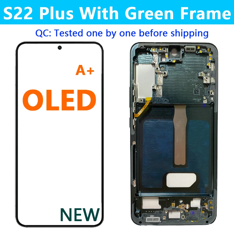 프레임 포함 LCD 디스플레이 디지털 터치 스크린 교체 OLED, 삼성 S22 플러스 5G, S906 S906U SM-S906B