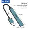 ONTEN Type C HUB 4-in-1 USB to USB 3.0 HUB Splitter Expansion Docking Station Aluminum OTG Adapter Computer Accessories 6