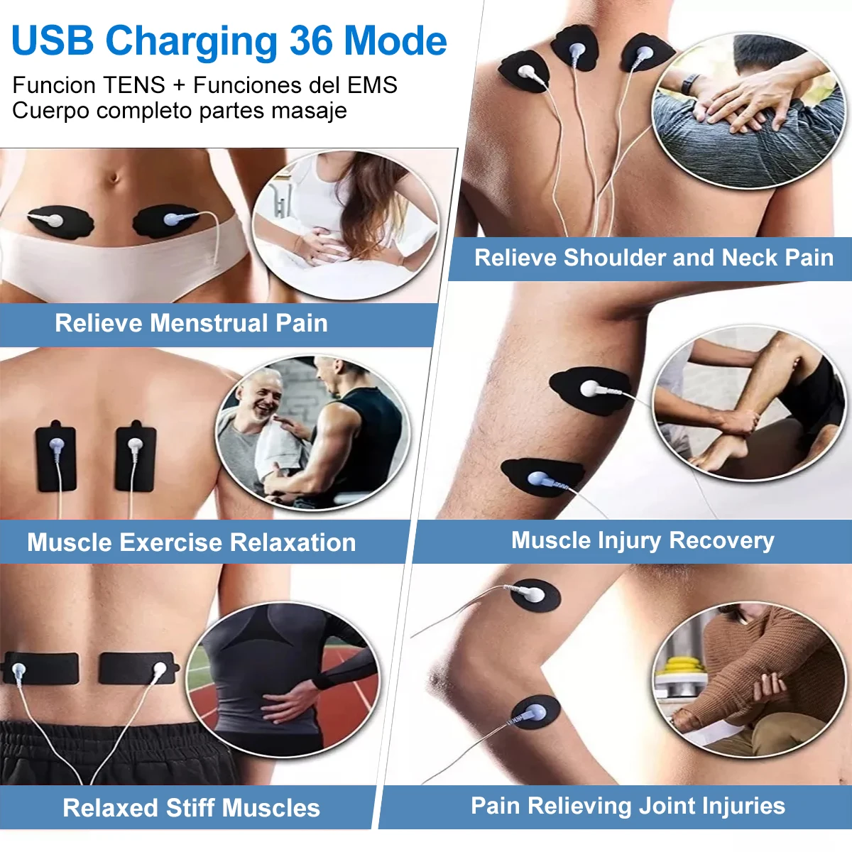 EMS TENS Muscle Electrostimulator Tens Unit Low Frequency Pulse Body Relaxing Massage Digital Meridian Physiotherapy Pain Relief