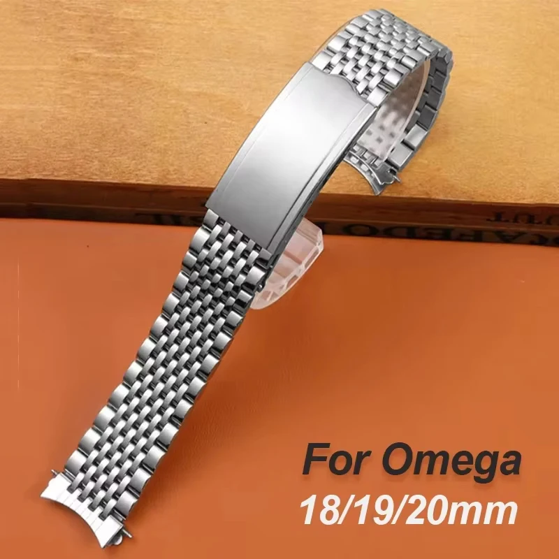 Stainless Steel Curved End Watch Strap - Business Replacement Bracelet