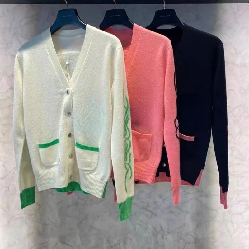 

2023 Winter New Korean Golf Apparel Women's Tennis Wear Outdoor Sports Versatile Warm Knitted Cardigan