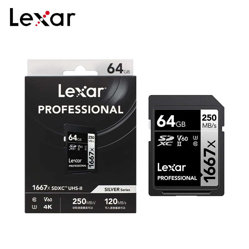 Lexar 256GB ޸ ī 128GB SD ī V60 SDXC UHS-II ī 64GB U3 C10 ÷ ī 3D 4K  ī޶ б Max 250 ްƮ/