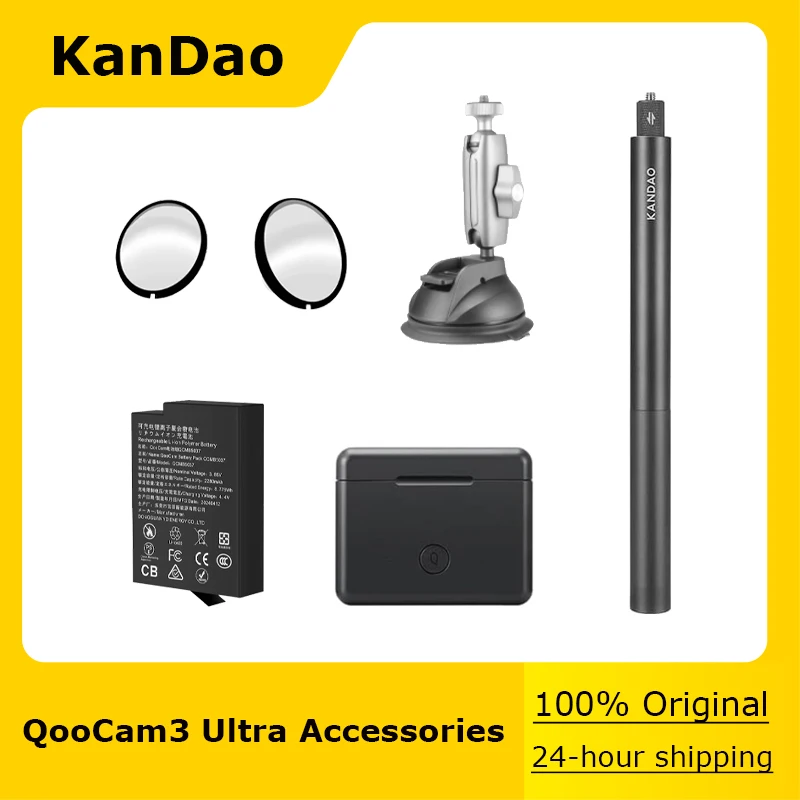 カンダオ-qoocam3ウルトラアクセサリー、自撮り棒、バッテリー充電 