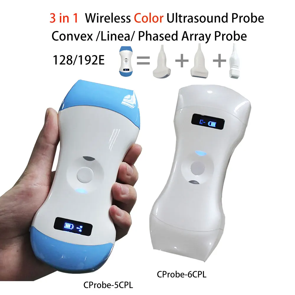 

3 in 1 80/128/192E Wireless Color Ultrasound Scanner Portable Convex Linear Phased Array Probe Wifi-scanner