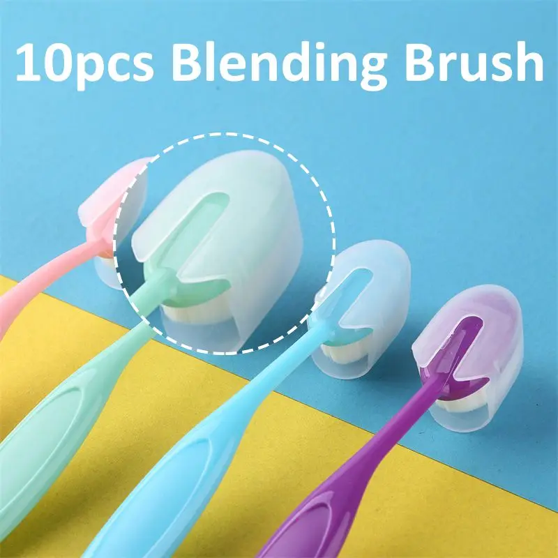 10pcs/pack Blending Brushes Cap Kit Strong Handles Soft Bristles Ink Blening Tool Blending Brushes Card Making