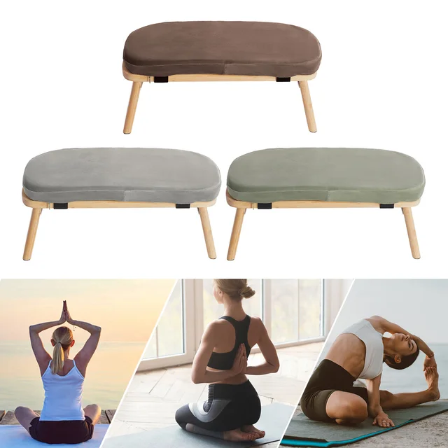 Bymaocar Meditation Bench, Foldable& Ergonomic Meditation Stool, Foldable Kneeling Meditation Bench  Coffee/Gray/Green Color