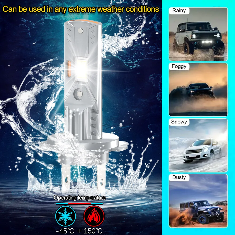 2PCS 자동 Led 헤드 라이트 전구 LED 헤드 라이트 미니 30000LM 6000K 쿨 화이트 가와사키 KLR650 (2008-2018) 안개등 램프