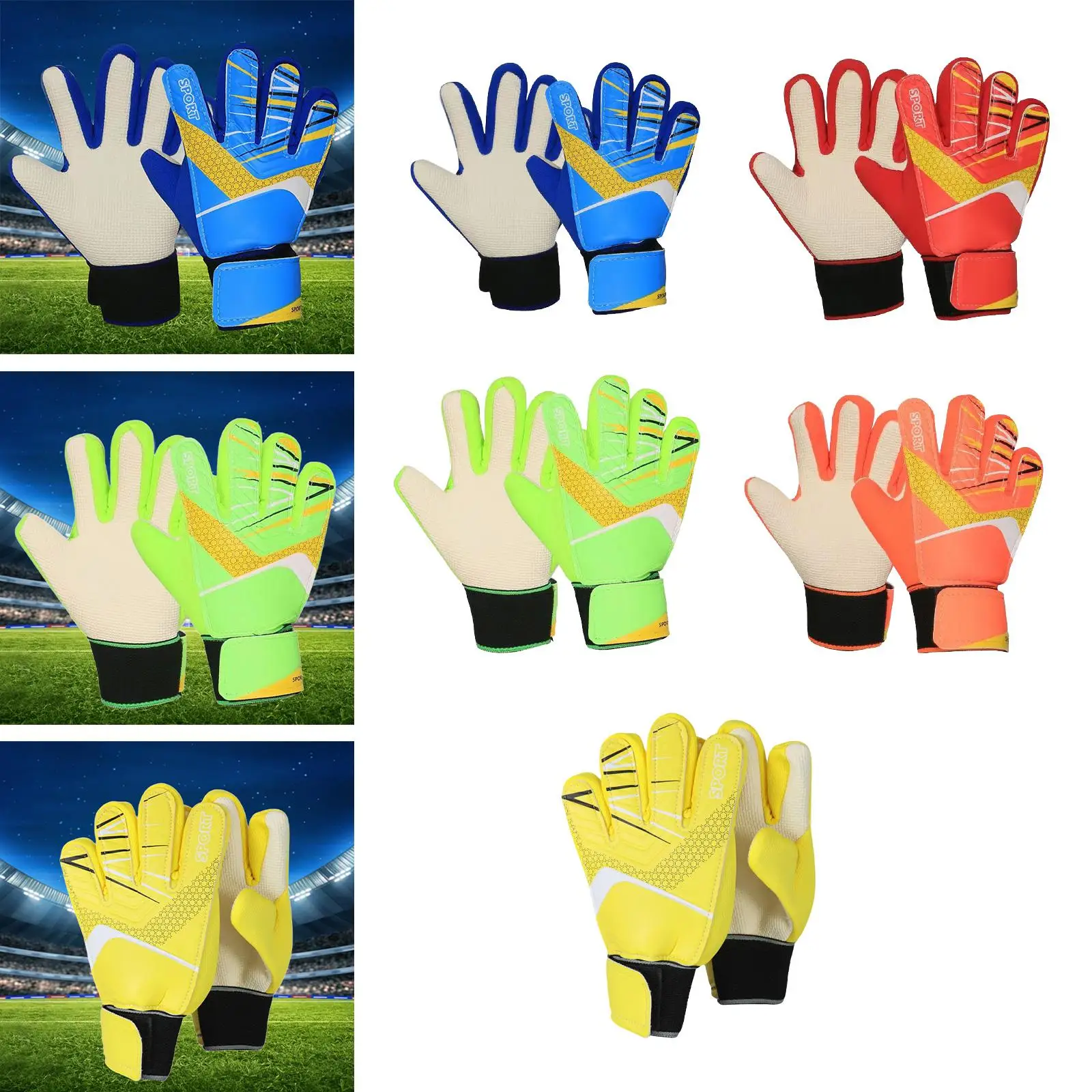 Kids Soccer Goalkeeper Gloves Portable Fashion Anti Slip Sports Accessories Child Lightweight Finger Protection Practical Mitts