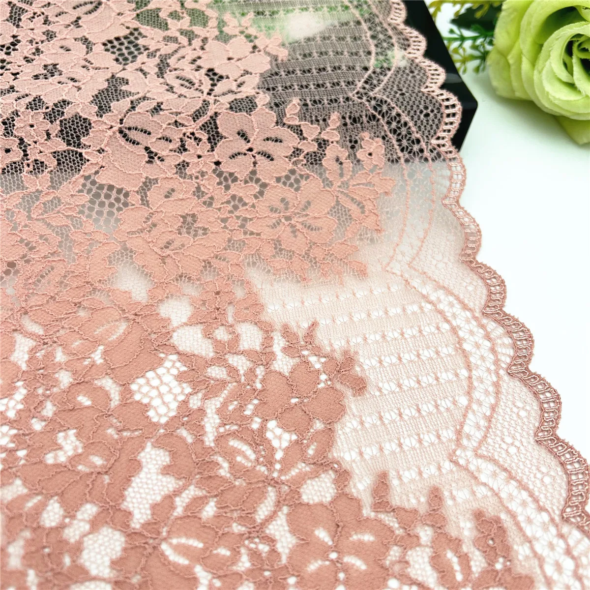 3y/lot Width 22cm Apricot Elastic Stretch Lace Trim 2