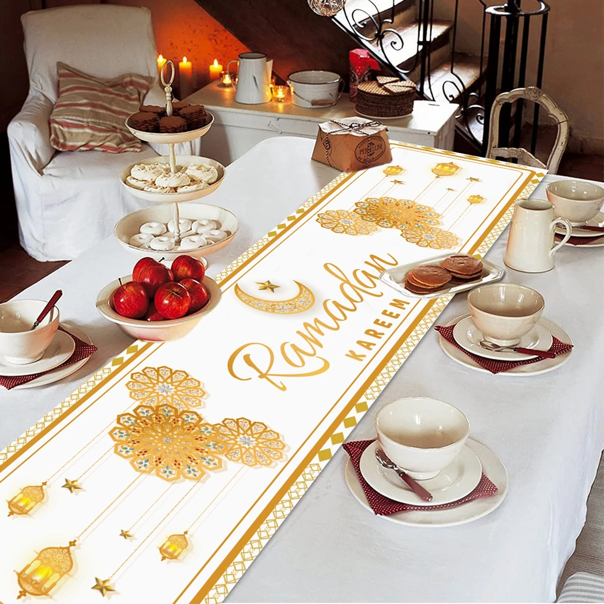 Ramadan Kareem Table Runner Eid Mubarak Decor 2025 for Home Ramadan Mubarak Islamic Muslim Party Eid Al-Fitr Gifts Ramadan Decor 2