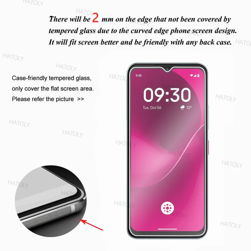 2/4PCS Screen Protector For T-Mobile T Phone 3 Tempered Glass T-Mobile T Phone 3 Full Glue Cover Anti-Scratch Phone Glass Film - 2