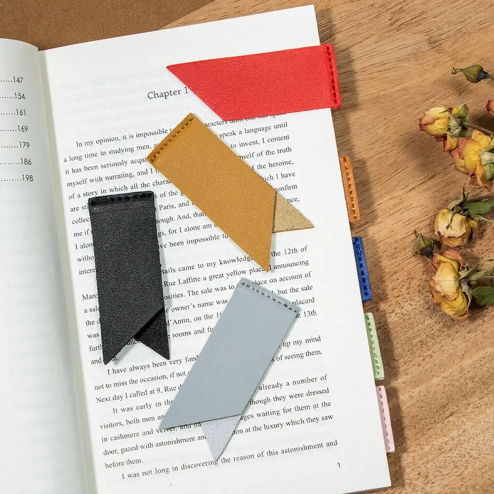 Bookmark PU Leather Solid Color Book Clip Handmade Notepad Label Pagination Mark Corner Page Marker Book Corner Protector