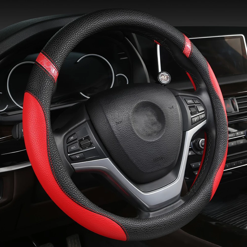 

Car Steering Wheel Cover Universal Leather Steering Covers For Car SUV Vehicle Steering Wheel Trim Shells