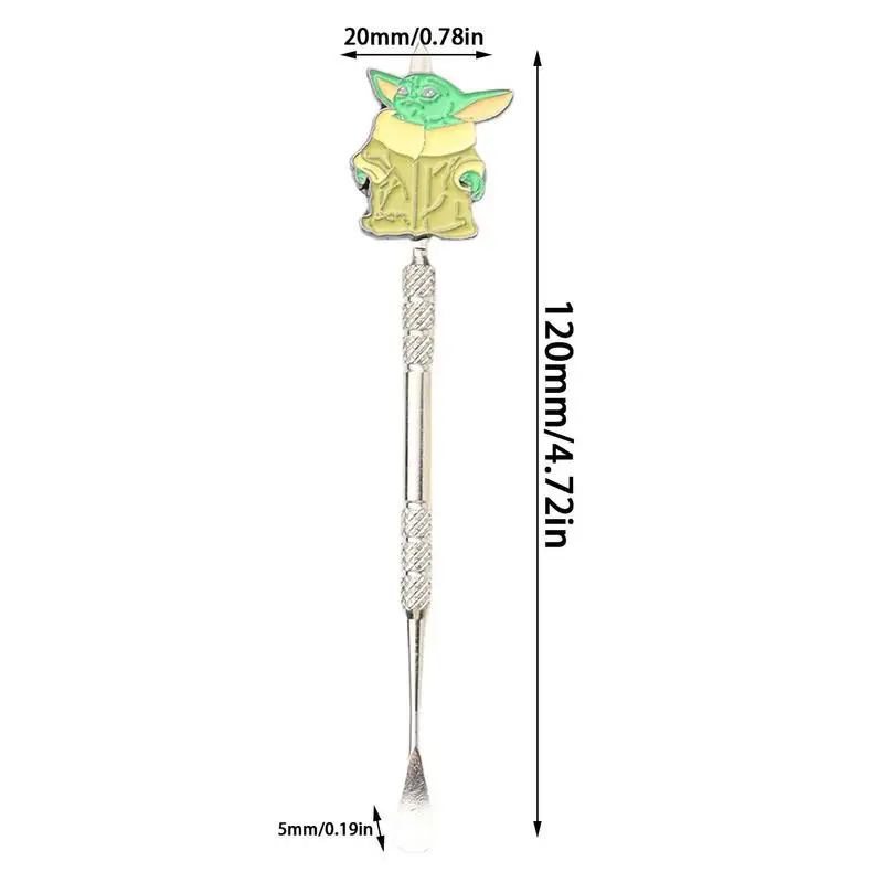 Cartoon Badge Sculpture Scrape Stick Stainless Steel Tool Smoking Pipe Spoon Smoke Spatula Wax Oil Cleaning Carving Tools