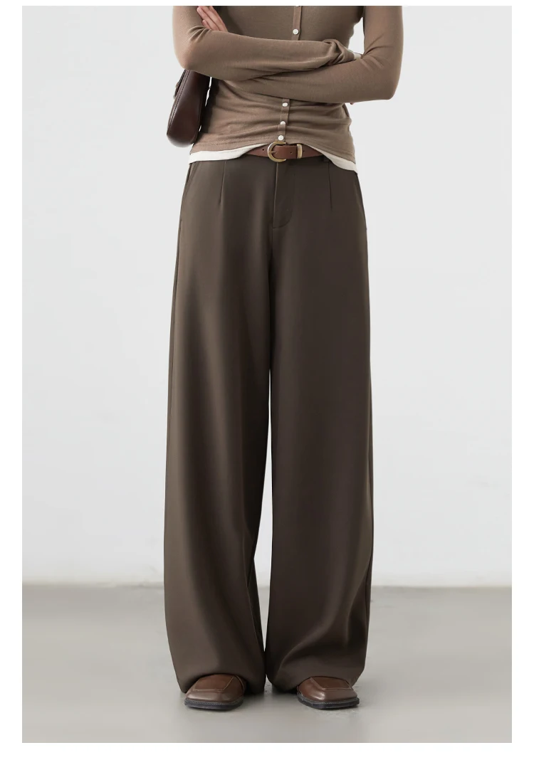 CHIC VEN Women Pants Solid Casual Slim Straight Leg Suit Wide Leg Ladies Trousers Spring Autumn 2025 Clothing for Woman