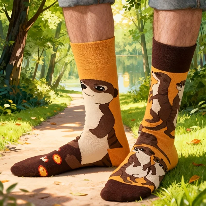 Otter-Themed Unisex Mid-Calf Comfy Socks