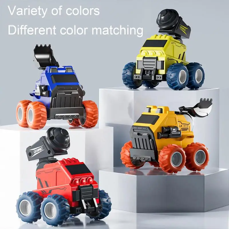 Engineering Vehicle Toys Press Throwing Stone Excavator Models Kids Toy Car Launching Rocket Inertia Car Boys Toys For Children