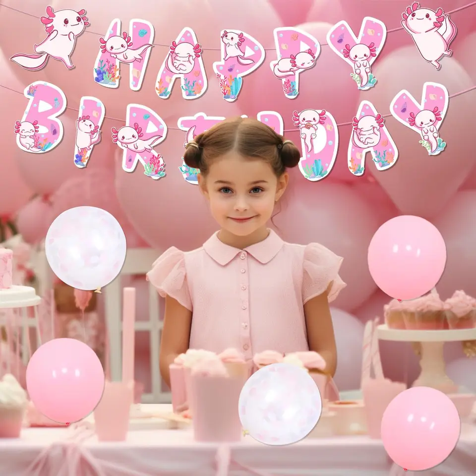 thumbnail image 2 of Axolotl Birthday Party Decorations Pink Axolotl Door Cover... 2 of 12