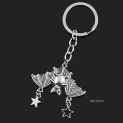 Charming Women's Keychain with Moon, Heart, and Animal Accents (S5074 bat night)