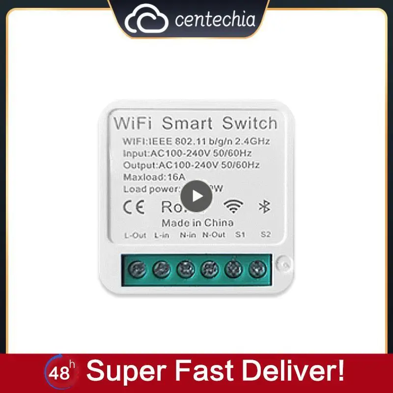 16A Mini WiFi Smart Switch Support 2-way Control Light Smart Switches Smart Home Module Works With Alexa Home
