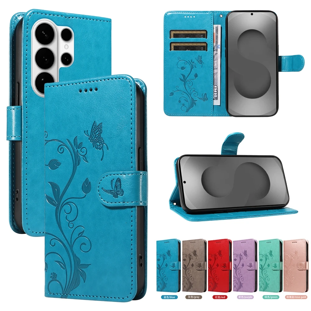 Elegant Butterfly Magnetic Leather Wallet Flip Cover - Premium Quality