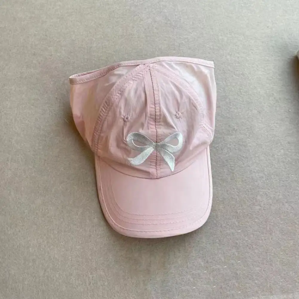 Girls Baseball Hat Girls' Anti-uv Baseball Hat with Bow Embroidery Ponytail Hole for Outdoor Activities School Outings Bow