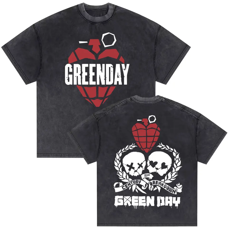 T-shirt Vintage Vert Day Rock Band - Coton Unisexe - Tailles S à 5XL
