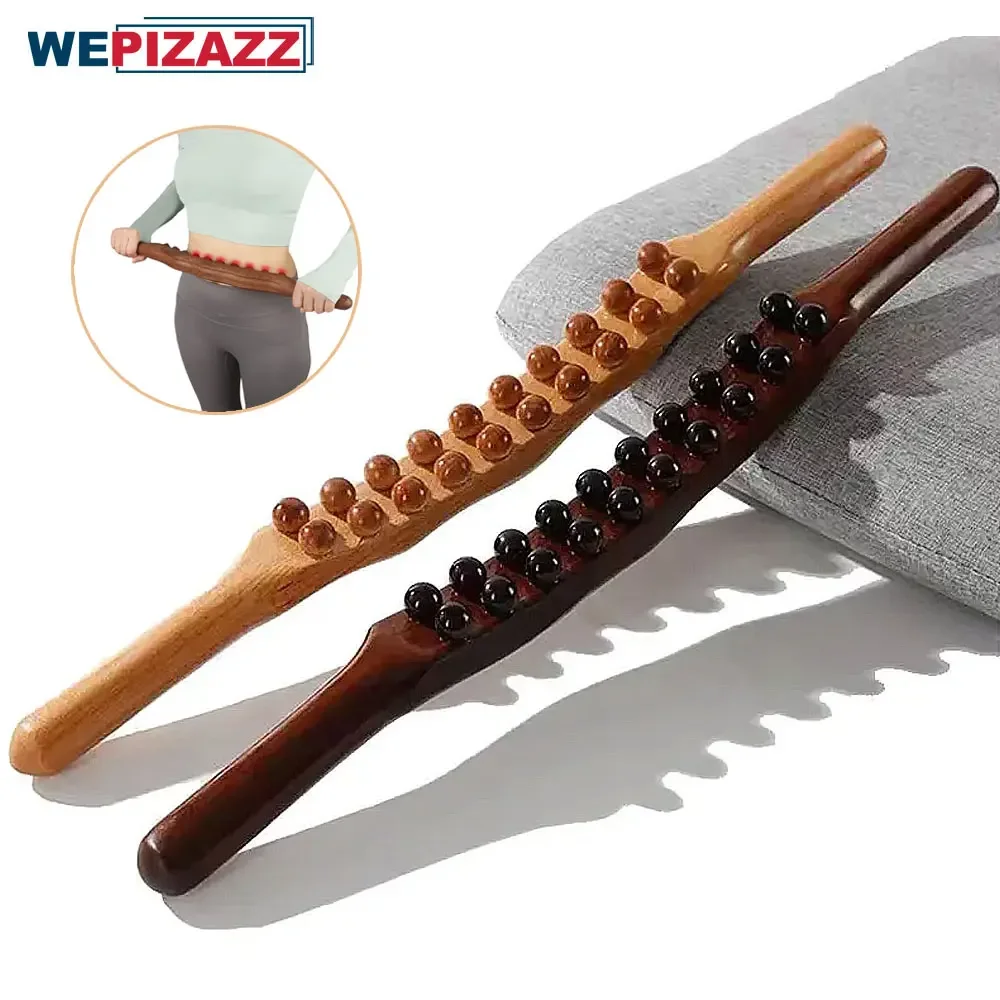 8/20 Beads Wood Therapy Lymphatic Drainage Massage Stick, Arms Neck Back Waist Legs Pain Relief Myofascial Release Massage Tools