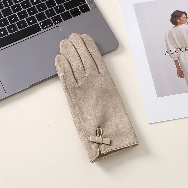 Women Touch Screen Gloves Fashion Mittens Autumn Winter Warm Suede Solid Cycling Drive Suede Fabric Elegant Windproof