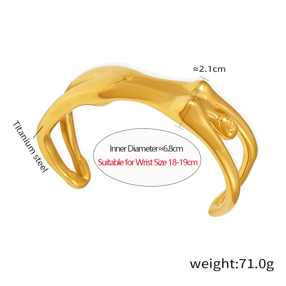Stainless Steel Bracelet Bangle For Women 316L Shiny Heavy No Tarnish Fashion Jewelry
