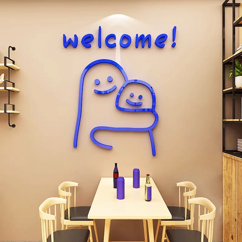 Cartoon Hug Acrylic 3D Wall stickers For Kids room Living room decoration DIY assemble