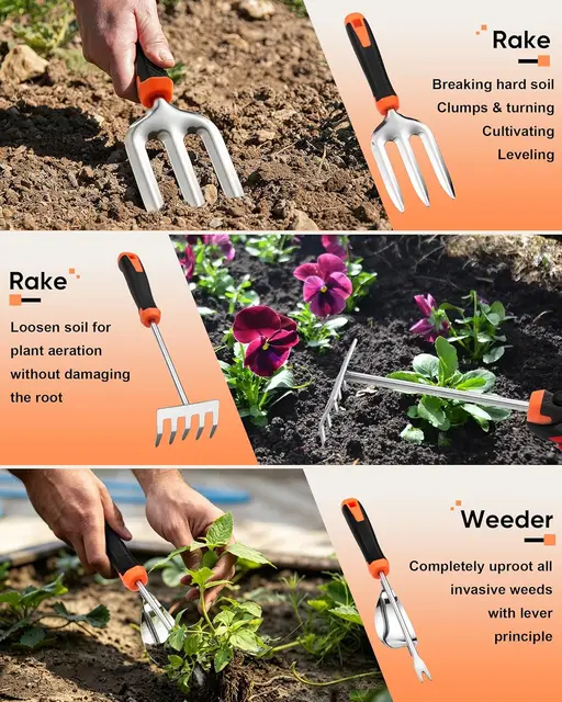 17553-18f070.jpg 9-Piece Stainless Steel Garden Tools Set with Storage Bag, Heavy Duty Rust Resistant Hand Utensils Kit for Gardening, Gift for