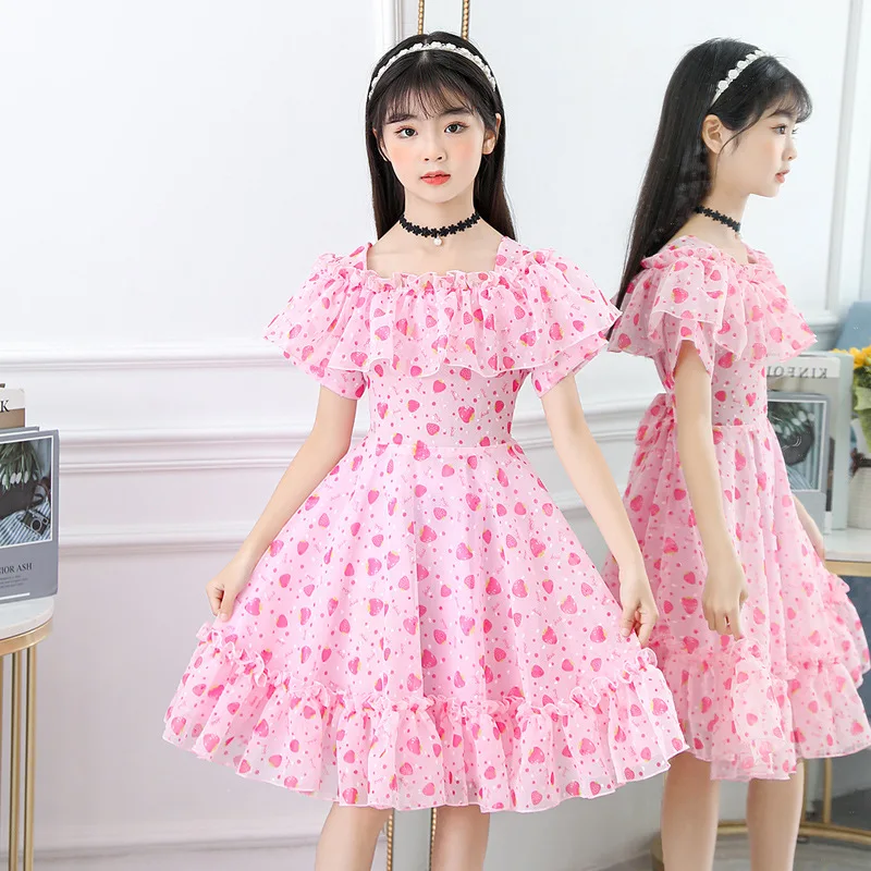 

Летнее Детское элегантное платье KEAIYOUHUO, шифоновые платья в богемном стиле с цветочным рисунком для девочек, Детский Повседневный праздничный костюм, платья