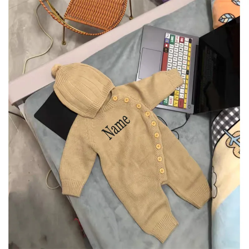 Embroidery Baby Romper Set Personalized Name Coming Home Outfit Newborn Infant Bodysuit Babyshower Gifts Custom Baby Jumpsuit 2